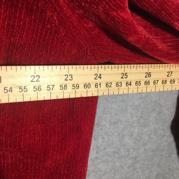 Womens Karen Scott Sweater V Neck Corduroy Texture Red Christmas Holiday Party - Picture 4 of 5